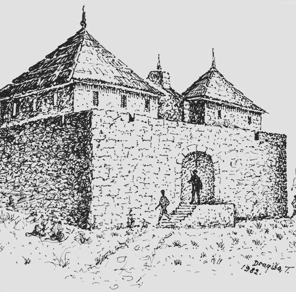 Slika 1. Barutana Crtež Dragi&scaron;e Trifkovića iz 1982. godine